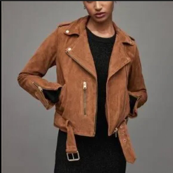 ALLSAINTS Morgan 2-In-1 Suede Biker Jacket - LIKE BRAND NEW - Picture 2 of 7